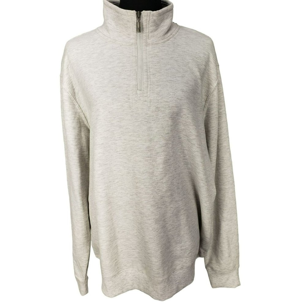 Lee‎ Regular Fit Size Large Gray Pullover Zippered Neck Shirt Sweater